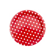 Červené papierové taniere s malými bodkami 18 cm