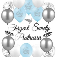 Strieborné balóny KRST dekorácie KRST + MENO