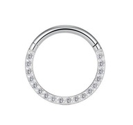 Kruhová náušnica CLICKER so zirkónmi - daith 1,2/8 Kruhová náušnica CLICKER so zirkónmi - daith 1,2/8
