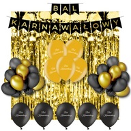 Súprava Balóniky Dekorácie Banner KARNEVALOVÝ PLES Záclonový karneval Súprava Balóniky Dekorácie Banner KARNEVALOVÝ PLES Záclonový karneval