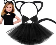 Súprava KITTEN BLACK, čelenka pre mačky, motýlik, chvost, maškarné šaty, karnevalový outfit Súprava KITTEN BLACK, čelenka pre mačky, motýlik, chvost, maškarné šaty, karnevalový outfit