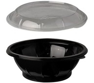 Šalátové nádoby s vrchnákom, čierne, 600 ml, 50 ks