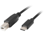 Kábel USB-C(M)->USB-B(M) 2.0 3m čierny ferit Kábel USB-C(M)->USB-B(M) 2.0 3m čierny ferit