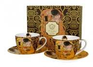 Sada 2 hnedých čajových šálok Klimt kiss