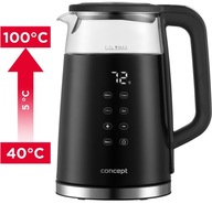 SKLENENÁ VARNÁ KONVICA S NASTAVENÍM TEPLOTY 1,7 L KONCEPT RK4100 SKLENENÁ VARNÁ KONVICA S NASTAVENÍM TEPLOTY 1,7 L KONCEPT RK4100