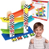 SMILY PLAY drevená šmykľavka + 4 autíčka pre deti 4 dráhy SMILY PLAY drevená šmykľavka + 4 autíčka pre deti 4 dráhy