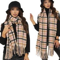 ŠÁTKA, šál houndstooth, TEPLÝ, HRUBÝ, béžový a ružový ŠÁTKA, šál houndstooth, TEPLÝ, HRUBÝ, béžový a ružový