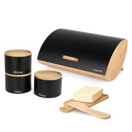 Modern Breadbox Veľký set Konighhoffer Cosmic čierny bambus + plechovky Modern Breadbox Veľký set Konighhoffer Cosmic čierny bambus + plechovky
