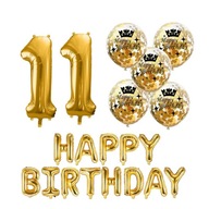 SADA balónov HAPPY BIRTHDAY pre 11. NARODENINOVÉ ZLATÉ konfety SADA balónov HAPPY BIRTHDAY pre 11. NARODENINOVÉ ZLATÉ konfety