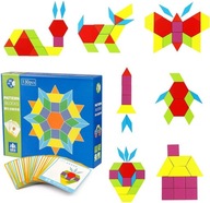 Tangram 130ks Drevené kocky puzzle pre dieťa