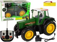 Zeleno-čierny diaľkovo ovládaný R/C traktor 38 cm