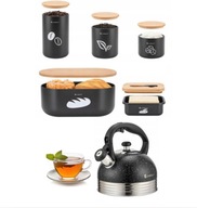 Chlebník set Elitehoff black metal s nádobami + rýchlovarná kanvica 2,5 l Chlebník set Elitehoff black metal s nádobami + rýchlovarná kanvica 2,5 l