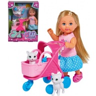 Bábika Evi, opatrovateľka mačiatok.Mini bábika a 2 mačky