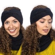 Dámska čelenka do uší ALPACA Black Headband Teplá krásna Dámska čelenka do uší ALPACA Black Headband Teplá krásna