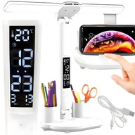 Stolná LED lampa pre deti, LCD organizér, školské hodiny, biela Stolná LED lampa pre deti, LCD organizér, školské hodiny, biela