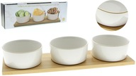 PORCELÁN 3 MISKY NA BAMBUSOVEJ DOSKE PORCELÁN 3 MISKY NA BAMBUSOVEJ DOSKE