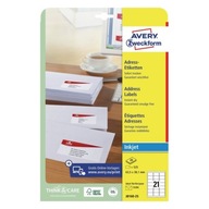 Avery biele adresné štítky 25xA4 63,5x38,1mm