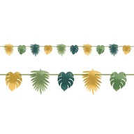 Garland Fóliový banner Tropické listy v zlatej a zelenej farbe Hawaii Aloha 365cm Garland Fóliový banner Tropické listy v zlatej a zelenej farbe Hawaii Aloha 365cm