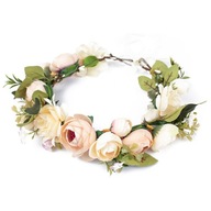 BOHO venček na hlavu, kvety, KRÉMOVÁ svadba, PIVONIE BOHO venček na hlavu, kvety, KRÉMOVÁ svadba, PIVONIE