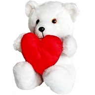 Maskot bieleho medvedíka so srdiečkom na Valentína