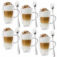 THERMAL Poháre na latte, dvojité dno, 6+6 čajových lyžičiek