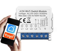 MOBILNÝ SPÍNAČ RELÉ SMART TUYA WiFi SPÍNAČ 4-KANÁLOVÝ 4x150W MOBILNÝ SPÍNAČ RELÉ SMART TUYA WiFi SPÍNAČ 4-KANÁLOVÝ 4x150W