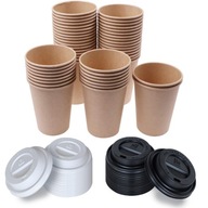 Ekologické kelímky z kraftového papiera 250 ml - 100 ks + vrchnák Ekologické kelímky z kraftového papiera 250 ml - 100 ks + vrchnák