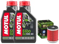 Olej MOTUL 5100 10W40 2L. + Filter HF141, Yamaha YP125R X-Max, 06-14
