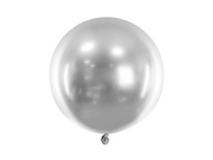 Veľký okrúhly kovový lesklý strieborný balón, 60 cm Veľký okrúhly kovový lesklý strieborný balón, 60 cm