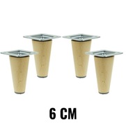 4 x lakované bukové nohy, 6 cm kužeľ s plechmi 4 x lakované bukové nohy, 6 cm kužeľ s plechmi