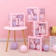 Balónové škatuľky s nápisom BABY, set, PINK