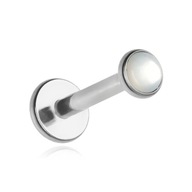 Titánový labret s perleťovým striebrom 1,2/6 Titánový labret s perleťovým striebrom 1,2/6