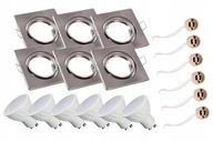 6x Sada hranatého svietidla saténové GU10 LED 6W tepl 6x Sada hranatého svietidla saténové GU10 LED 6W tepl