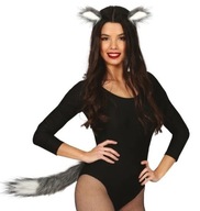 Uši a chvostová čelenka sivej líšky na karneval Uši a chvostová čelenka sivej líšky na karneval
