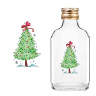 sklenené fľaše Hip Flask 100ml s vianočnou potlačou, likér, vodka, 5 kusov