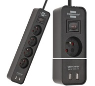 Čierna USB napájacia lišta so 4 zásuvkami BRENNENSTUHL Čierna USB napájacia lišta so 4 zásuvkami BRENNENSTUHL