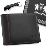 Pánska čierna kožená peňaženka, predĺžená prírodná koža RFID ZAGATTO Pánska čierna kožená peňaženka, predĺžená prírodná koža RFID ZAGATTO