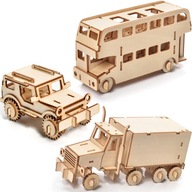Drevené 3D puzzle Little Story - Súprava vozidiel Drevené 3D puzzle Little Story - Súprava vozidiel