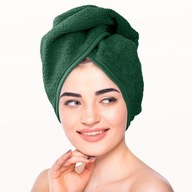 Kúpací turban 65x23 fľašové zelené froté
