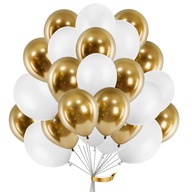 Balóny BIELE ZLATÝ CHROME 30 cm 100 ks na svadbu narodeniny Silvester Balóny BIELE ZLATÝ CHROME 30 cm 100 ks na svadbu narodeniny Silvester