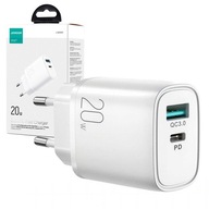 RÝCHLA SIEŤOVÁ NABÍJAČKA JOYROOM USB-A QC3.0 / USB-C PD 20W biela RÝCHLA SIEŤOVÁ NABÍJAČKA JOYROOM USB-A QC3.0 / USB-C PD 20W biela