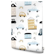 Tapeta pre chlapcov Pastel CARS Domy Sketch Tapeta pre chlapcov Pastel CARS Domy Sketch