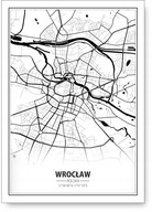 ČIERNOBIELY plagát B2 MAPA WROCŁAW 50x70cm #195 ČIERNOBIELY plagát B2 MAPA WROCŁAW 50x70cm #195