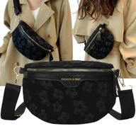 DÁMSKA CROSSBODY TAŠKA NA STENU, KAPACITA, ČIERNA, KVETY DÁMSKA CROSSBODY TAŠKA NA STENU, KAPACITA, ČIERNA, KVETY