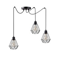 STROPNÉ ZÁVESNÉ LAMPY x3 DRÔTOVÉ BLACK LOFT E27 STROPNÉ ZÁVESNÉ LAMPY x3 DRÔTOVÉ BLACK LOFT E27