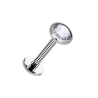 PIERCING SILVER labret náušnica s bielym zirkónom LOBE Helix TITANIUM 1,2/6/5 PIERCING SILVER labret náušnica s bielym zirkónom LOBE Helix TITANIUM 1,2/6/5