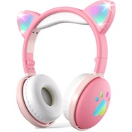 bluetooth slúchadlá na uši pre deti ružové RGB