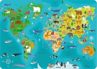 Laminovaná podložka na stôl so zvieratami na mape sveta