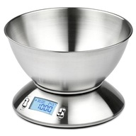 Elektronická kuchynská váha na potraviny, LCD digitálna, 5kg, s miskou 0,6l, oceľ INOX Elektronická kuchynská váha na potraviny, LCD digitálna, 5kg, s miskou 0,6l, oceľ INOX
