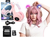 Bezdrôtové LED slúchadlá CAT EARS+SD 32GB